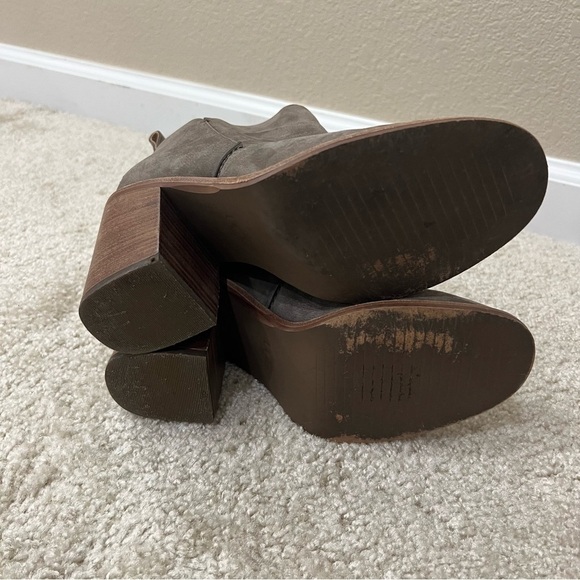 UGG Pixley Stacked Heel Ankle Boots Bootie Mysterious Grey Leather 1095057 Sz 8 - Picture 9 of 16